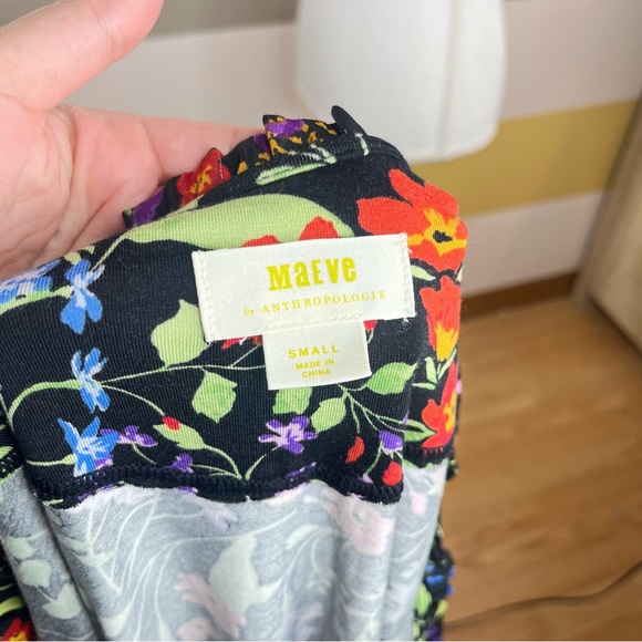 Maeve Anthro Jacquin Floral Business Casual Colorful Puff Sleeves Peasant Blouse - Picture 13 of 15